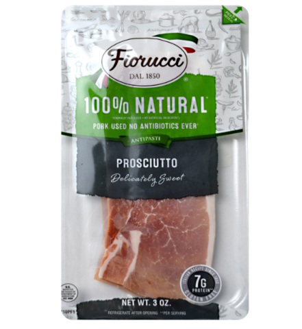 Jamon Prosciutto 100% Natural, Marca Fiorucci, 85g