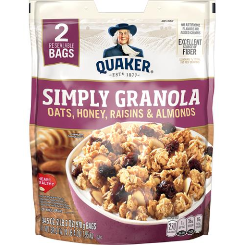 Cereal Granola Quaker Avena Miel Almendras bolsa 1 bolsa 978g