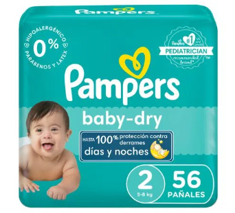 PAÑAL PAMPERS BABY DRY #2  56 uds
