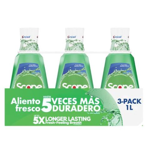 Enjuague Bucal Fresh Mint, Marca Scope 1L, 3 Pack