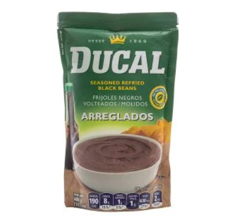 Frijol molido Ducal negros  arreglados 400g