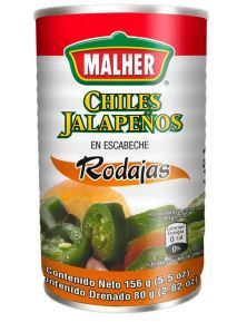 Chile Jalapeño Rodajas Malher lata 156g 5.5 oz