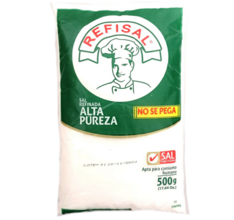 Sal fina, Marca Refisal, Empaque 500 g