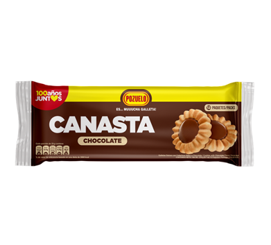 Galleta canasta chocolate,Marca Pozuelo,Paq.12 UNDS 23 g c/u