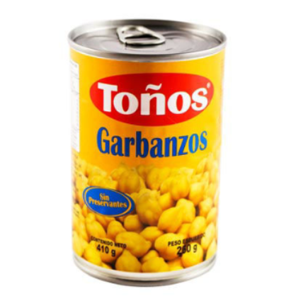 Garbanzos, Marca Toños, Lata de 410 g