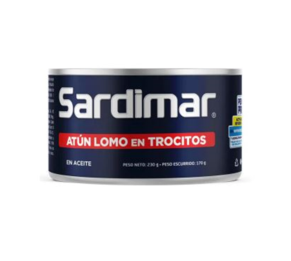 Atún lomo trocitos en aceite Marca Sardimar Lata 230 g