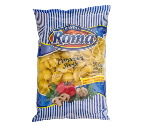 Pasta caracoles, Marca Roma, Empaque 250 g