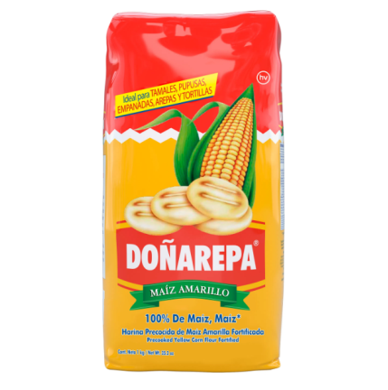 Harina de maíz amarillo, Marca Doñarepa, Empaque 1 Kg