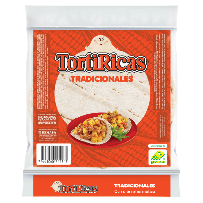 Tortilla de Maíz, Marca Tortirica, Paquete 412 g 25 Unid