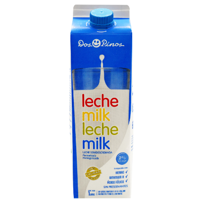 Leche homogenizada standar, Marca Dos Pinos, Envase 1 l