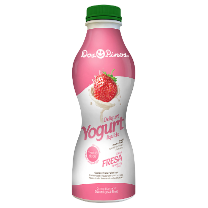 Deligurt líquido de fresa, Marca Dos Pinos, Botella 750 ml