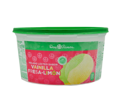 Helado combinado limón, Marca Dos Pinos, Envase 3.785 ml