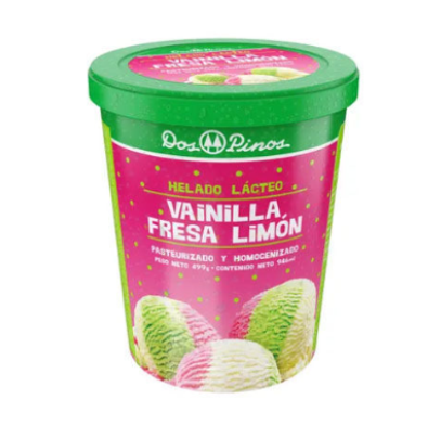 Helado combinado limón, Dos Pinos, Enva 499g 1/4 Galón