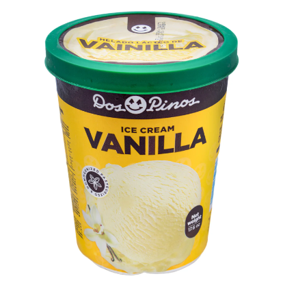 Helado de vainilla, Marca Dos Pinos, Envase 499 g