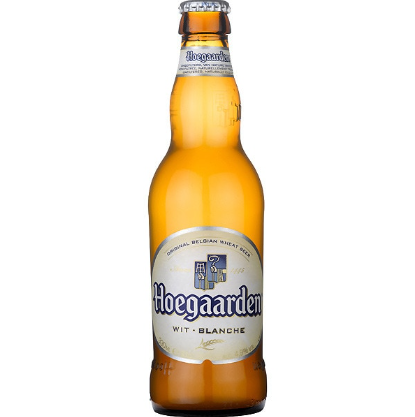 Cerveza import. Bélgica Hoegaarden blanca botella 330 mL