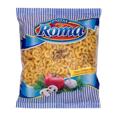 Pasta coditos marca Roma empaque 250g