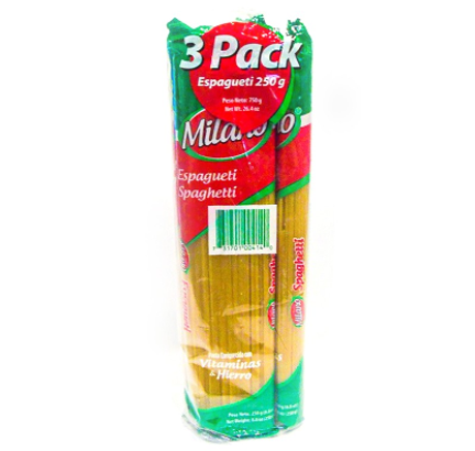 Pasta Espaguetti Milano 3 Pack 250g C/u