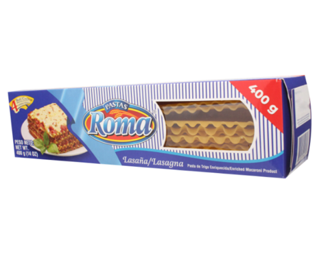 Pasta Lasaña, Marca Roma, Paquete 400 g