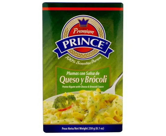 Plumas Prince queso y brocoli Prince caja 230g