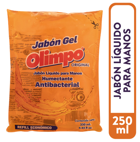 Jabon liquido antibacterial para manos Marca Olimpo 250 ml