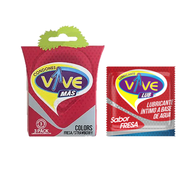 Preservativos Vive  Combo Fresa +Lubricante