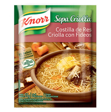 Sopa Knorr Costilla de Res Criolla con fideos 55g