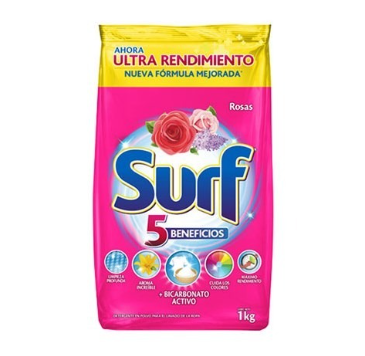 Detergente en polvo Rosas Surf 1100g