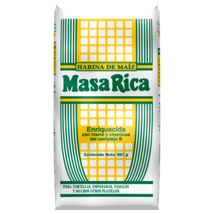 Harina de maíz, Marca Masa Rica, Paquete 907 g