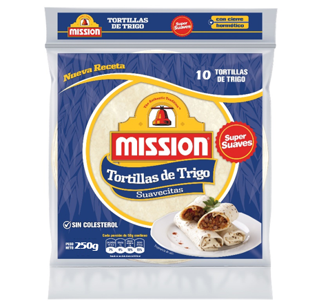 Tortillas de trigo, Marca Misión, Bolsa 250 g (10 UNDS)