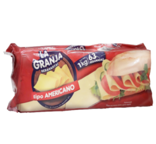 Queso amarillo rebanada La Granja empaque 63 unida