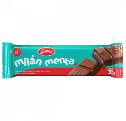 Barra Chocolate Relleno Milan Menta Gallito 35g
