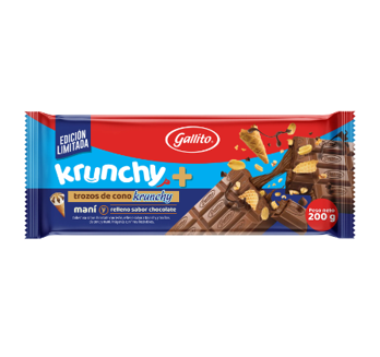 Chocolate en barra Krunchy  y manií Gallito 200g