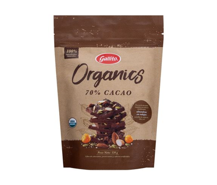 Chocolate organics 70% Cacao Gallito Bolsa 120g