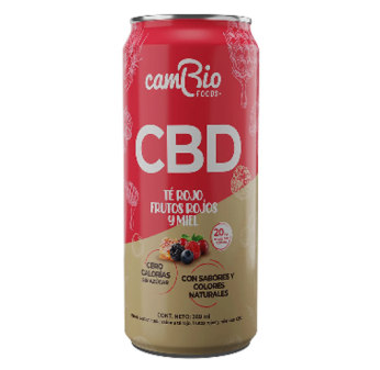 Bebida CBD Te Rojo y Frutos Rojos, Marca CamBio Foods 269ml