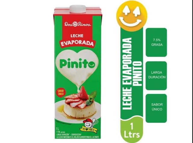 Leche Evaporada, Marca Pinito Dos Pinos, TB 1L