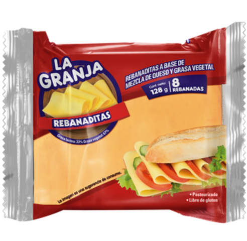 Queso amarillo  8 rebanadas La granja 128 g