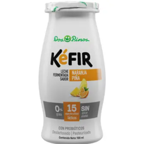 Kéfir sabor Naranja Piña, Marca Dos Pinos, 100ml