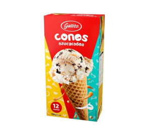 Conos para helado Azucarados Gallito 12 unidades 130g