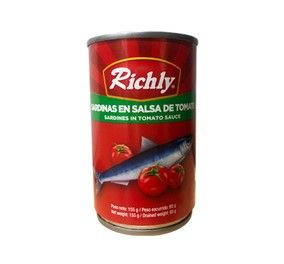 Sardina en Salsa de Tomate, Marca Richly, 155g