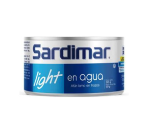 Atún trozos light en agua, Marca Sardimar, Lata 230 g