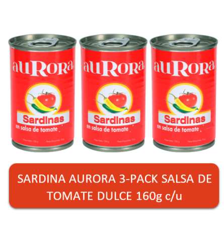 Sardina Tomate Dulce Aurora lata 3-PACK 160g/cu