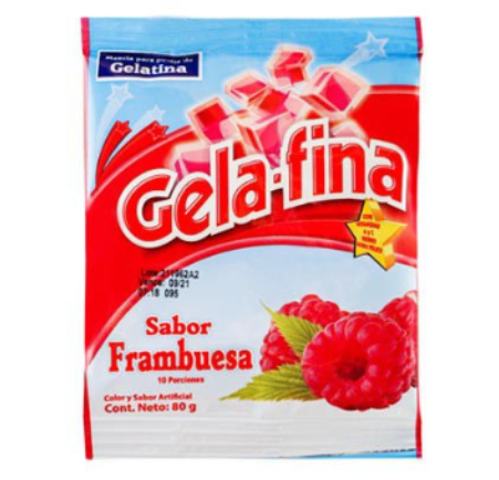 Gelatina Sabor Frambuesa Gela-Fina 80g