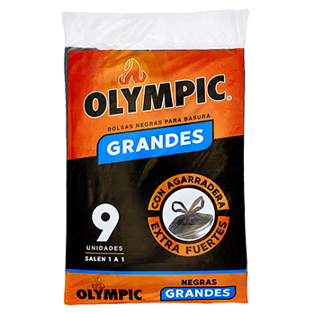 Bolsa Basura Olympic Negra grd 9 Agarradera