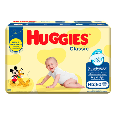 Pañal Huggies Classic M2 50 unidades 5.5 a 9.5 kg