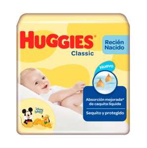 Pañal Huggies Classic 50 Recién Nacido 50 uni P1 3.5 a 6 kg