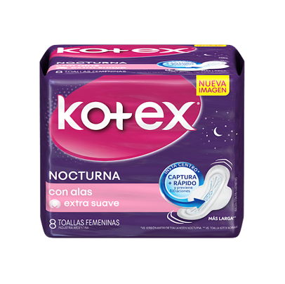 Toalla femenina kotex nocturna c/ alas 8un