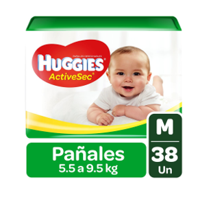 Pañales Huggies Active Sec Verde M 38 Unidades