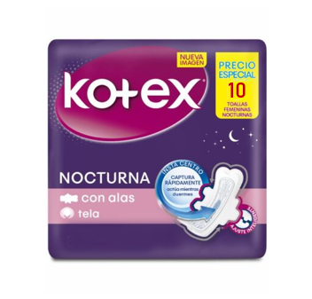 Toalla Kotex nocturna c/a 10unid