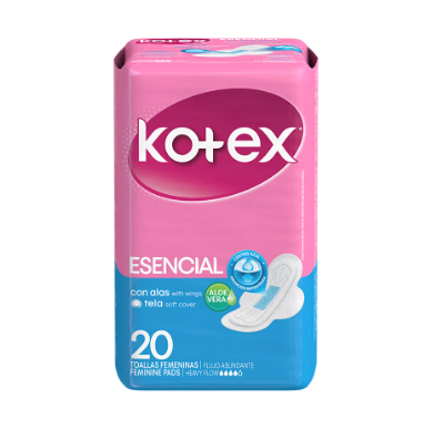 Toalla Kotex Esencial con alas 20 und