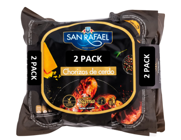 2 Pack Chorizos de Cerdo Saborizados, Marca San Rafael